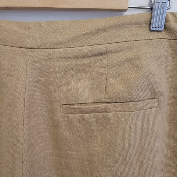 3/$25 CONTEMPORAINE Tan Linen Wide Leg Culottes - Picture 6 of 8
